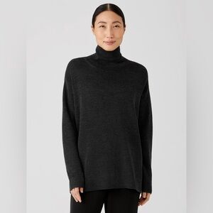 Eileen Fisher Merino Turtleneck Top in Black